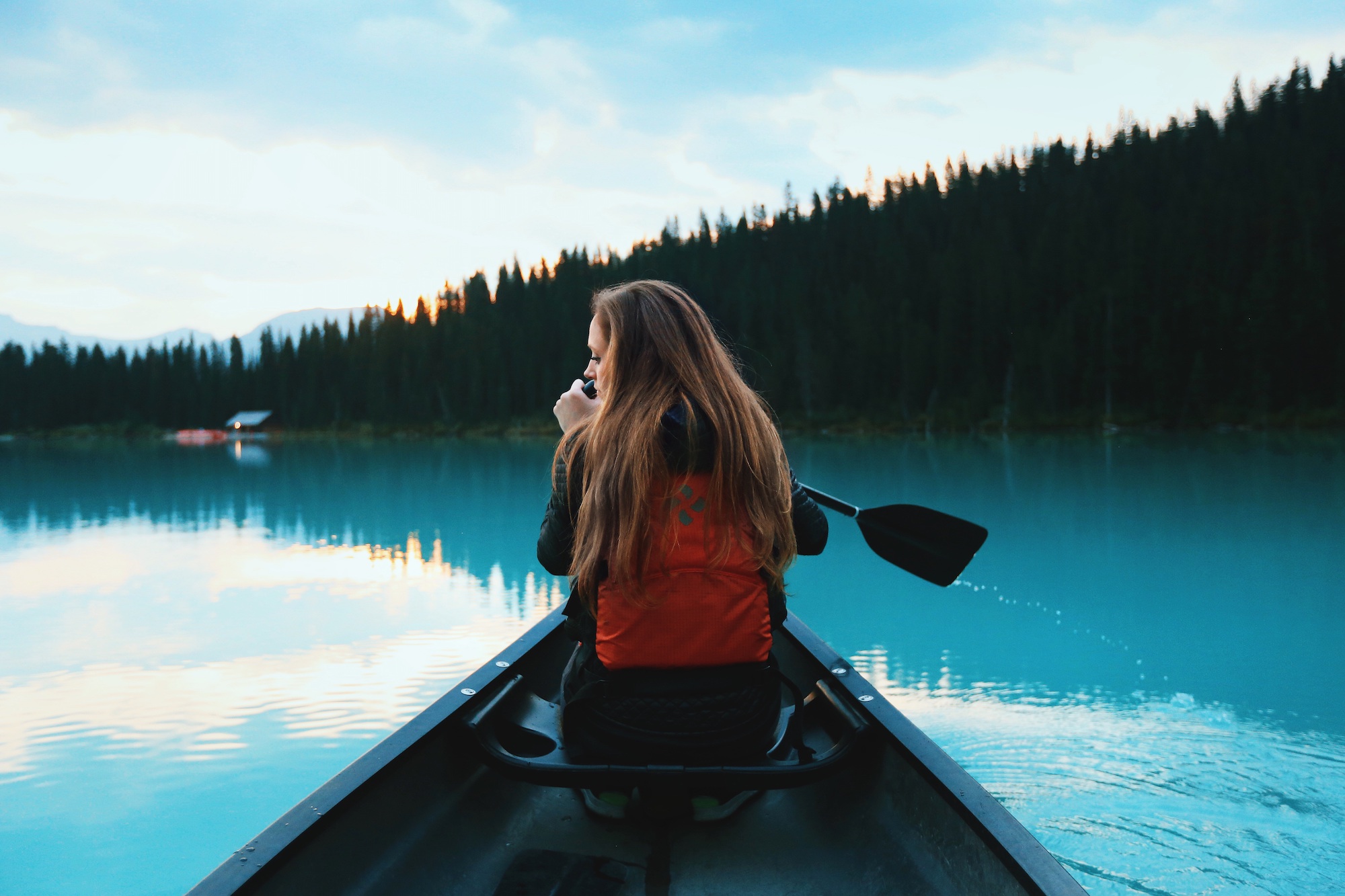 person on river tour